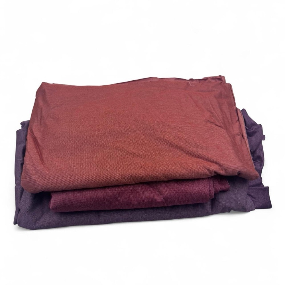 3pc bundle cotton knit fabric 7.5yds total red orange and purple